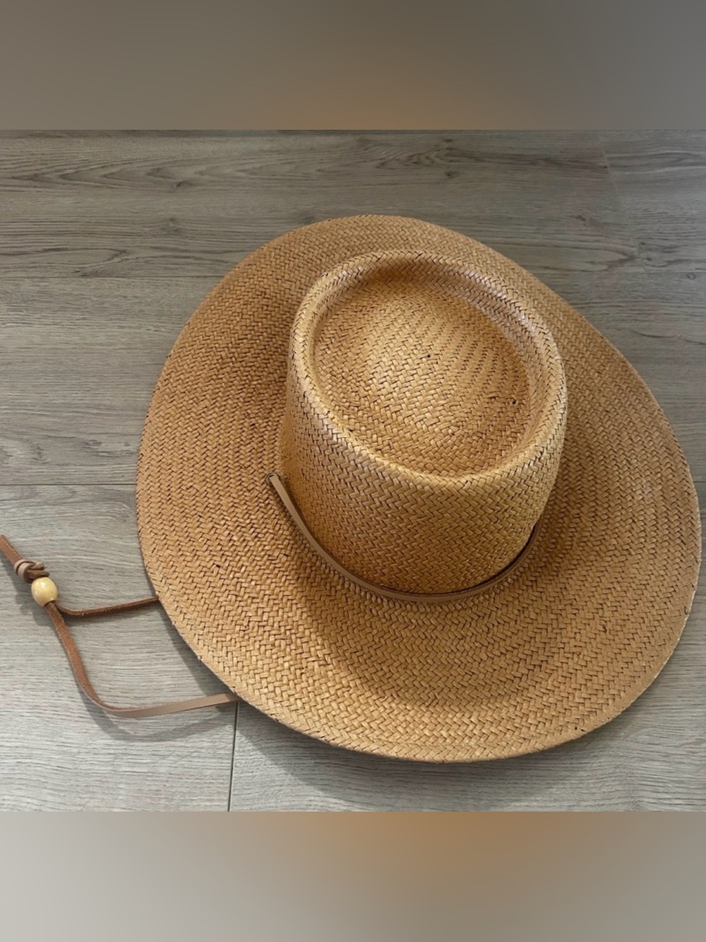 GIGI PIP Wide Brim Straw Sun Hat in Natural Tan Sz M/L